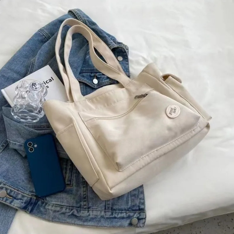 Womens Fashion Shoulder Bag Class Large Capacity Student Tote 2024 Canvas Handbag Women 240801