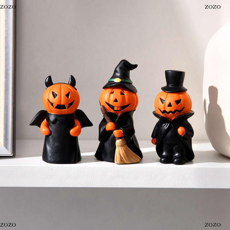 New Halloween Decorations Pumpkin Holiday Party Home Living Room Desktop Decorations Spooky Doll Resin Ornaments