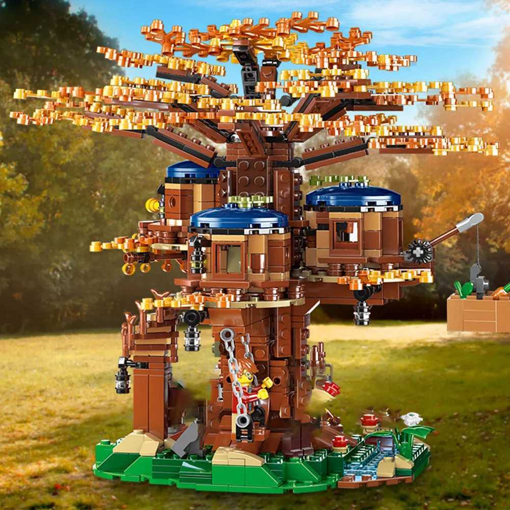 MOC 1013Pcs All Seasons Treehouse City Building Blocks Tree House creator Room Home Bricks Set Kids Children Toys Gift Y240731