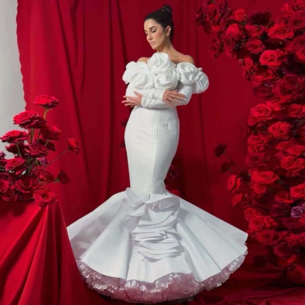 Elegant Matte Satin Mermaid Dress Off Shoulder Ral Woman Clothes D Wers Evening Dresses Ever Pretty Gown Lz0304