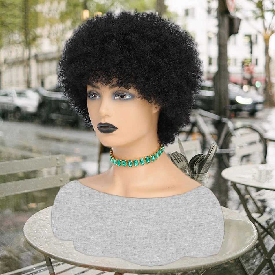 Short African Twisted Curled 99J Female Wig 100% Human Hair Wig 180% Density Elf Curled African Wig W240801