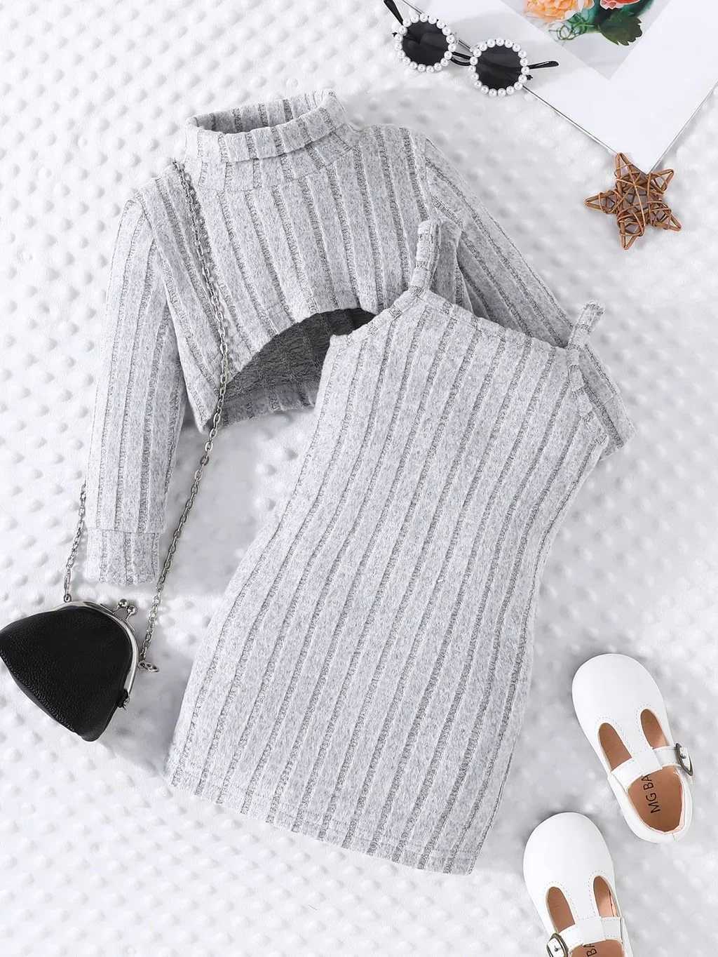 Newborn Baby Girls Clothes Set 6Months-3Years old Long Sleeve Striped Top and Suspenders Skirt Princess Dresses For Kids Girl X250220