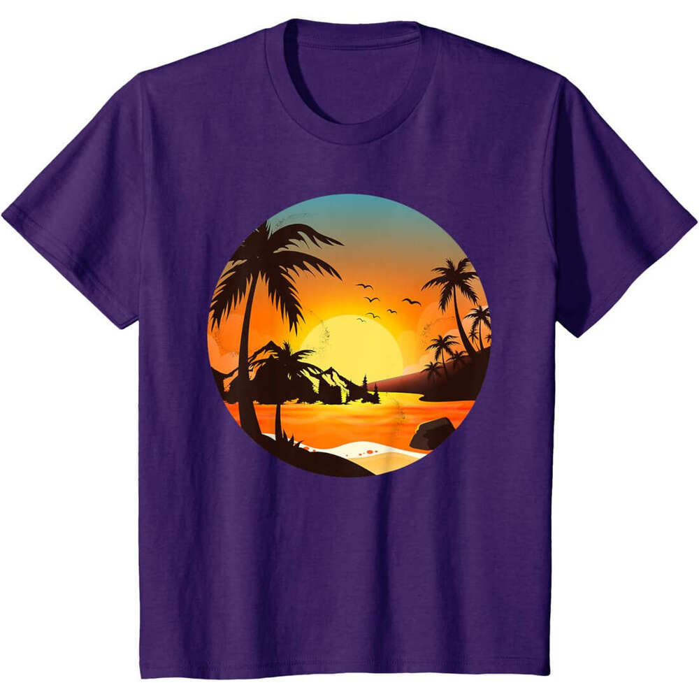 2025S Fashion Designer T Shirt Mens Trcal Sunset Mountains Beach Vacation Palm Trees Forest T Shirt Shirts Tshirt Graphic Tee Casual Tops Summer Cloth