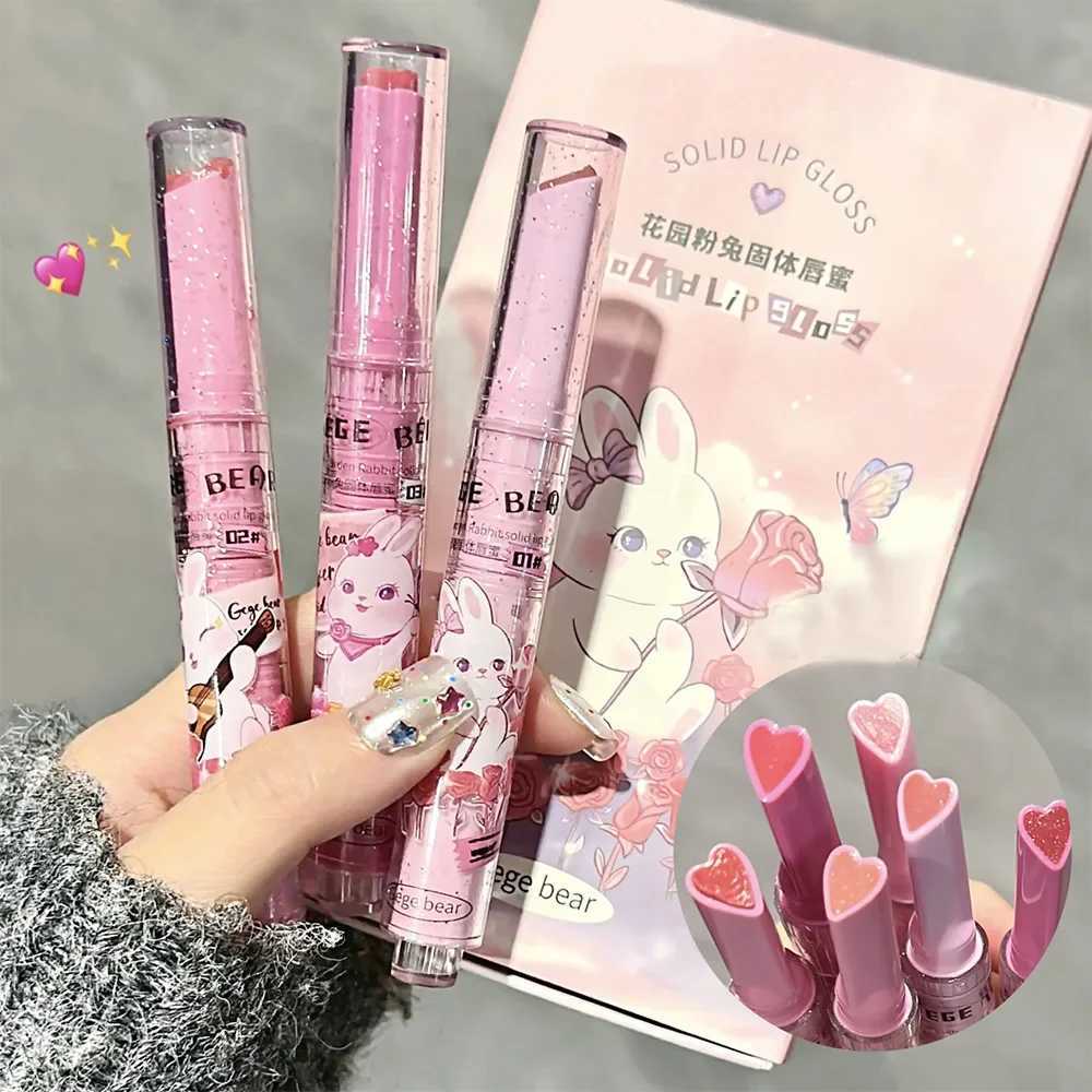 Solid Lip Gloss Gege Bear Garden Pink Rabbit Moisturizing Watery Longlasting Hydrating Colored Lip Balm Tender Lipstick 3Pcs/SetXJ241205