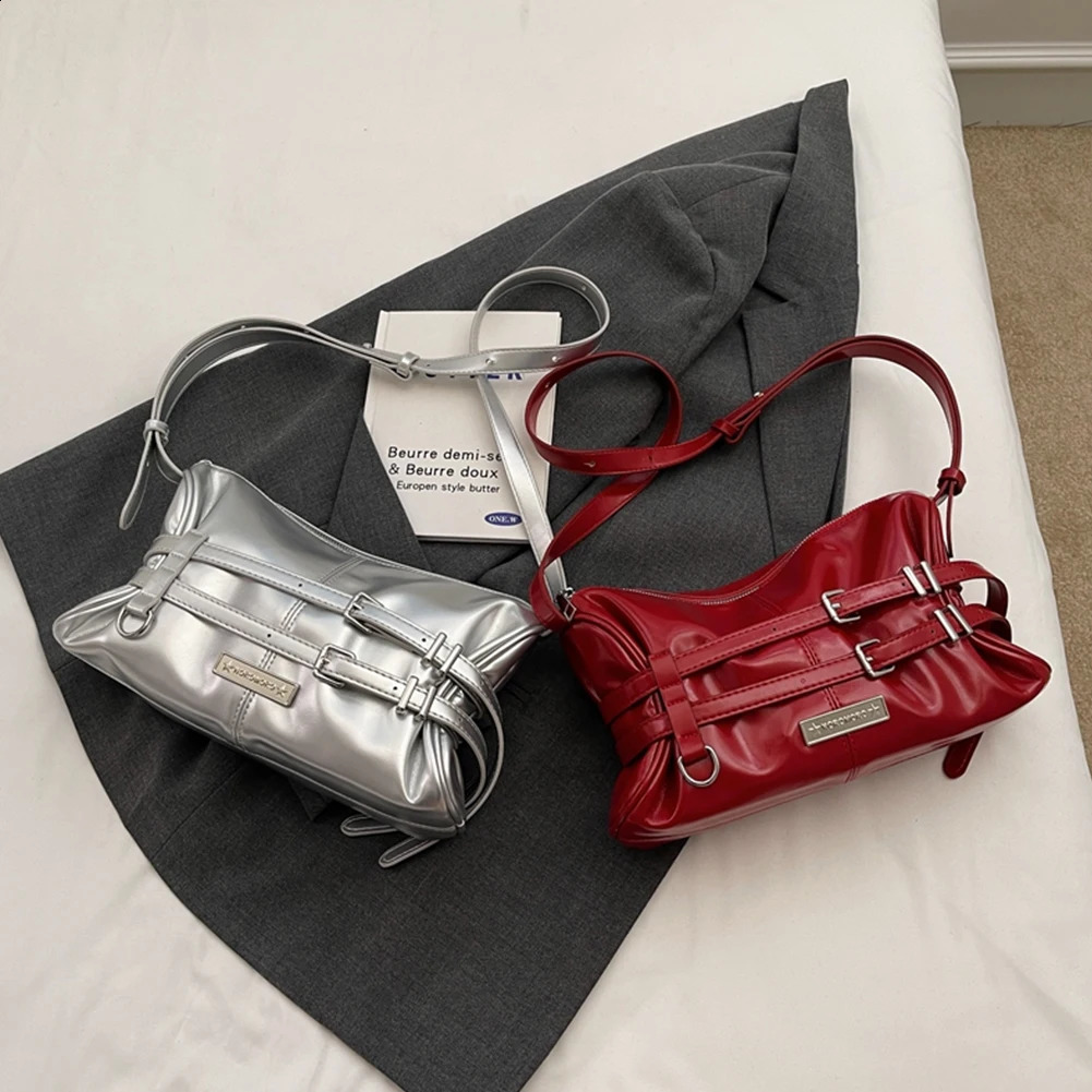Women Shoulder Bag Double Belted Strap PU Leather Handbag Solid Color Satchel Purse Clutch Purse Travel Bag 240731