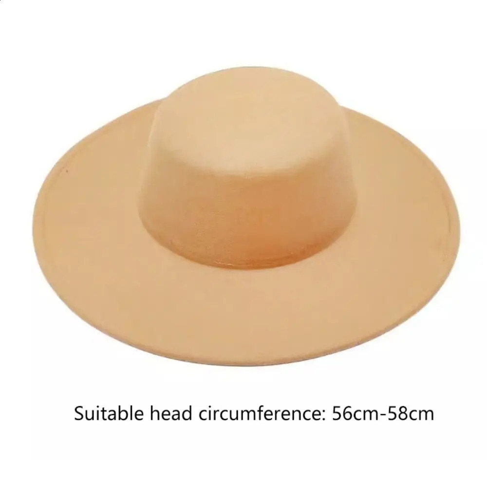 1PC Women Elegant Flatcap Wide Brim Felt Hat Flat-top Panama Retro Church Derby Cap French Hepburn Style Dame Hat 240731