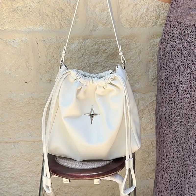 Y2K Korean Vintage Goth Black Hobo Tote Bag Aesthetic Star Girl Purse Handbag Shoulder Crossbody Messenger Cross Body 240801ZYl