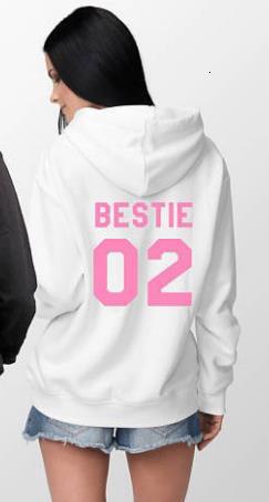 01 BESTIE 02 Printed Back Letter Trendy Men's and Women's Hoodie F8.1#40