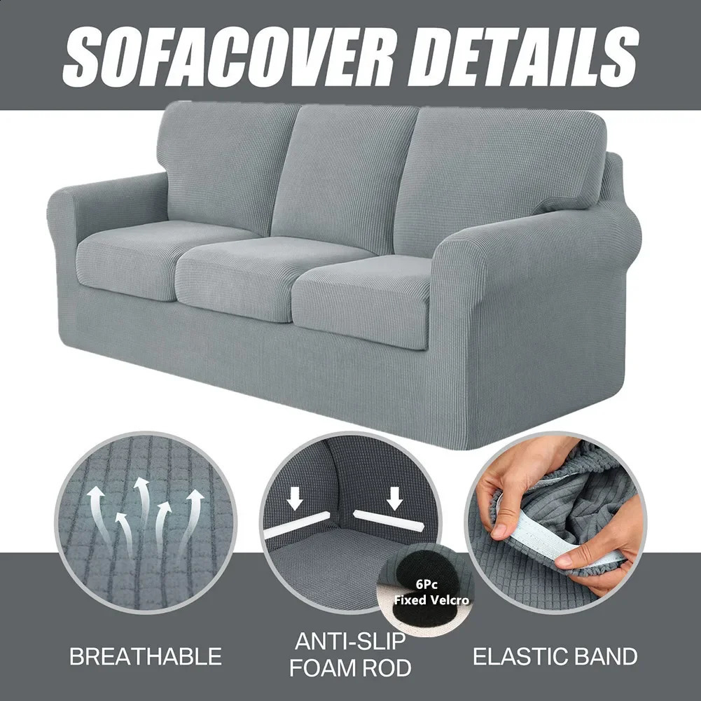 Stretch Sofa Slipcover 1/2/3/4 Seater Sofa Couch Cover Furniture Protector Soft with Elastic for Kids Pets Jacquard Fabric 240801