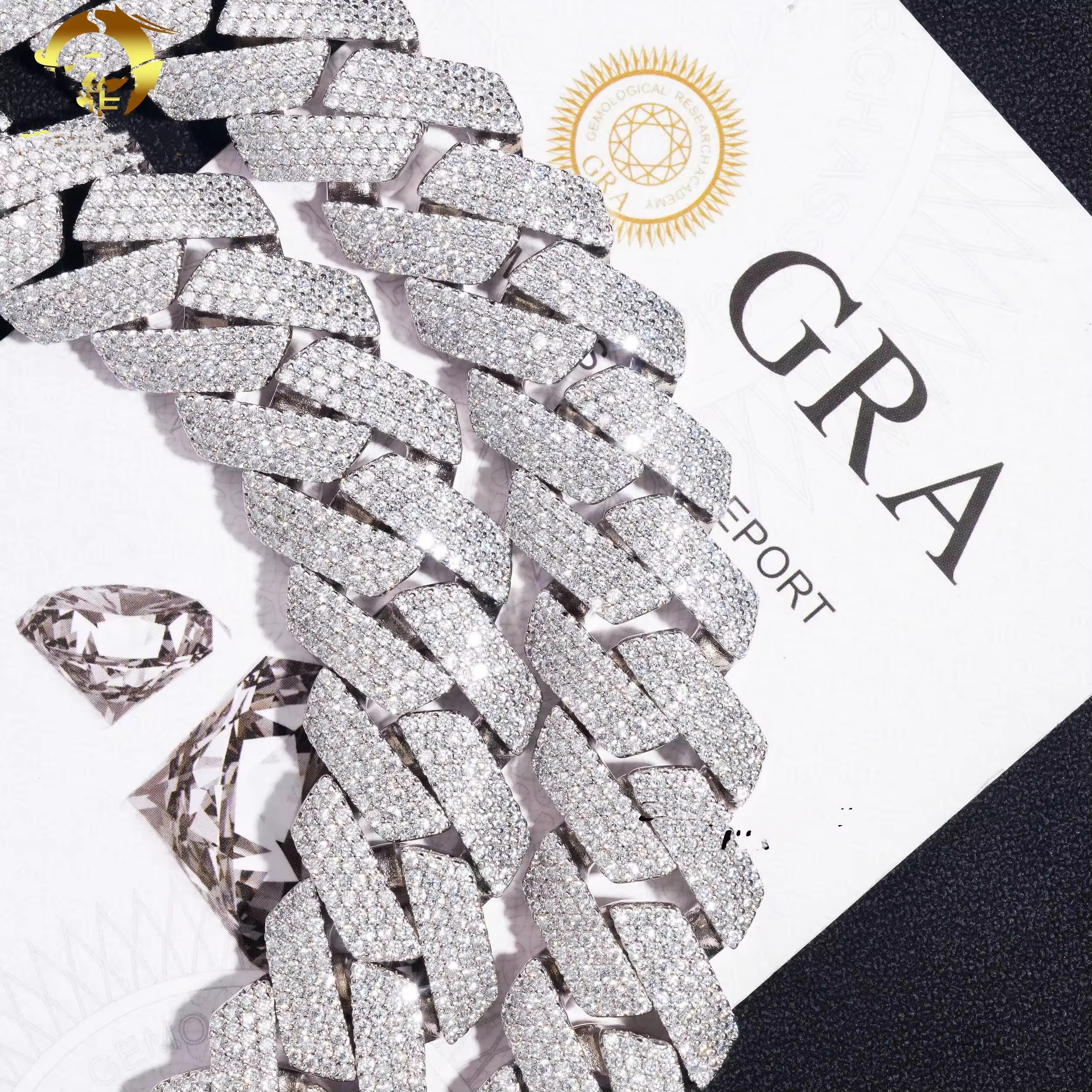 Cuban k Necklace 3 Row Moissanite 20MM W Gold Chains for Men Prong Chocker S Personalize Iced Out Chain Hip Hop Designer Jewelry