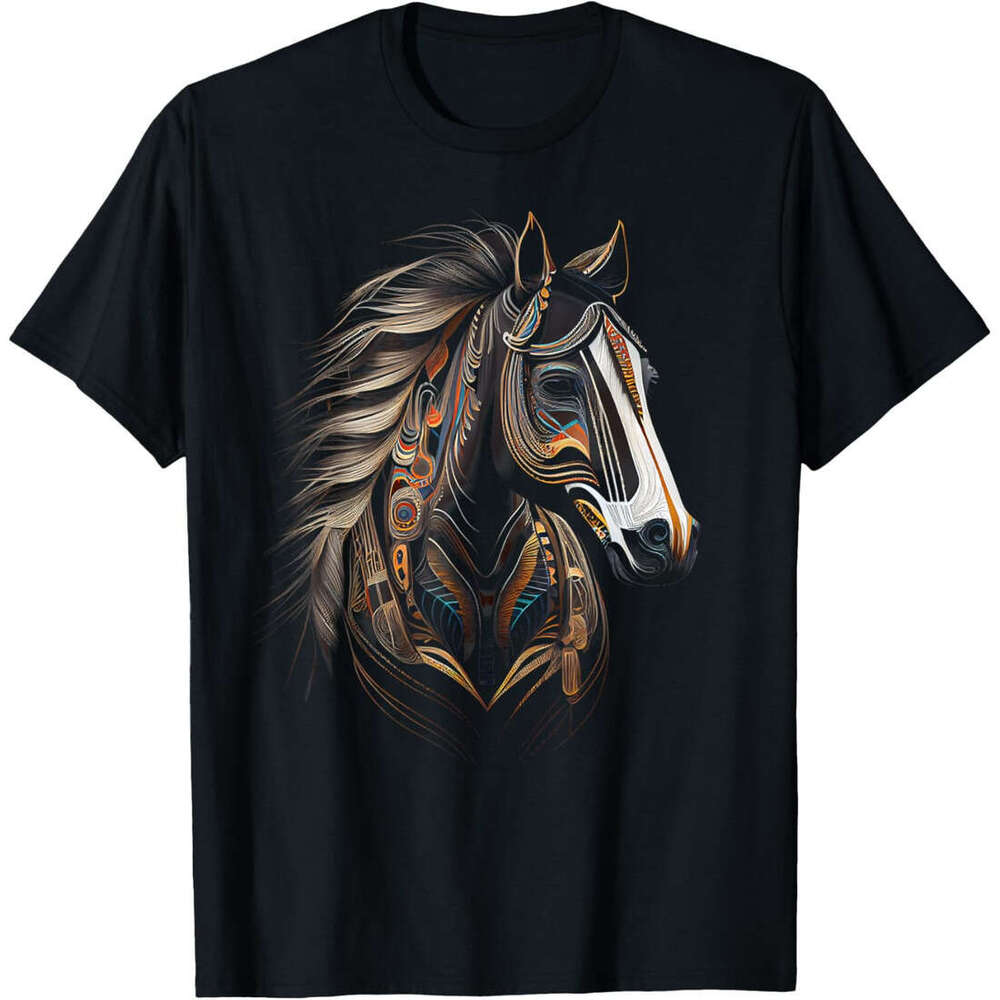 T shirt Mens Horse Tribal Abstract Art Graphic T-Shirt shirts tshirt graphic tee Casual tops summer clothes Short sleeve Free shipping
