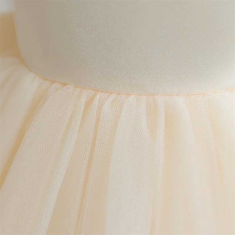 2024 Infant Baby Baptism Dress For Girls Kids Wedding Party Dresses Bow Beaded Tulle Christening Gown Birthday Children Clothes. X250203