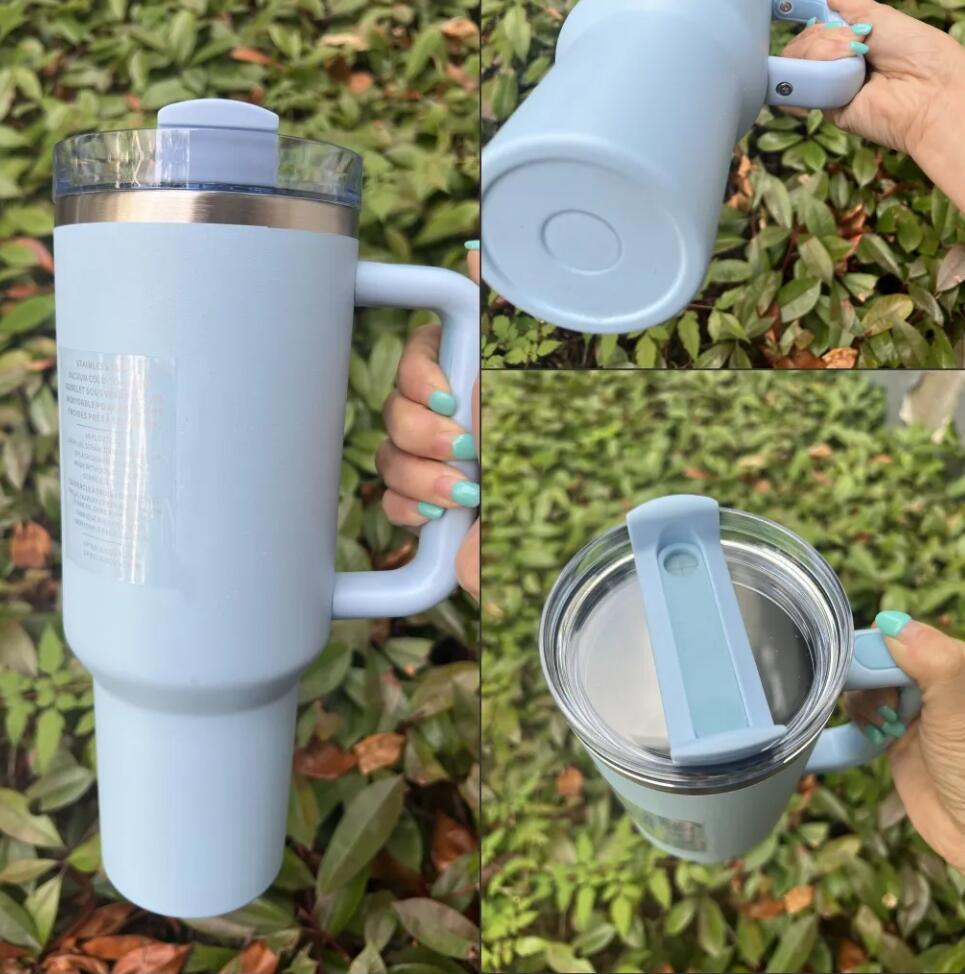 New 1Pc 40Oz Purple Stars Cups 40Oz Stainless Steel Tumblers With Handle Lid And Straw Thermos Water Bottles Insulated Car Mugs