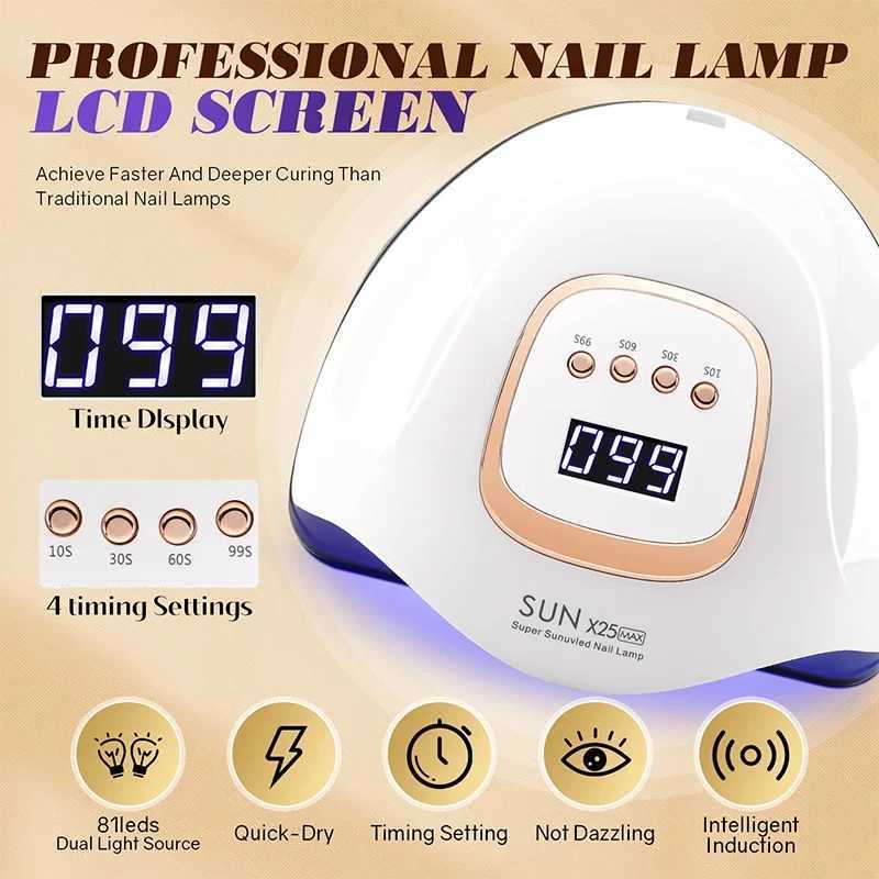 380W LED UV Lamp For Nails 81 LEDS Nail Gel Polish Drying Lamp With Motion Sensing Professional Cabin Manicure Lamp For Home Use Y240801
