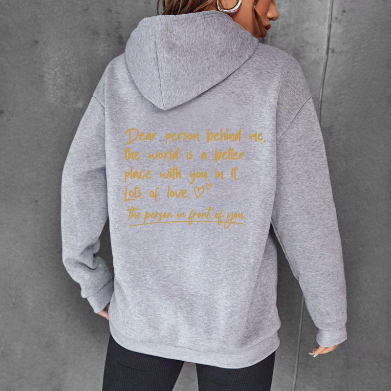 New autumn winter with fashionable lettering printed hooded back collar and plush hoodie for women long sleeves F8.1#30