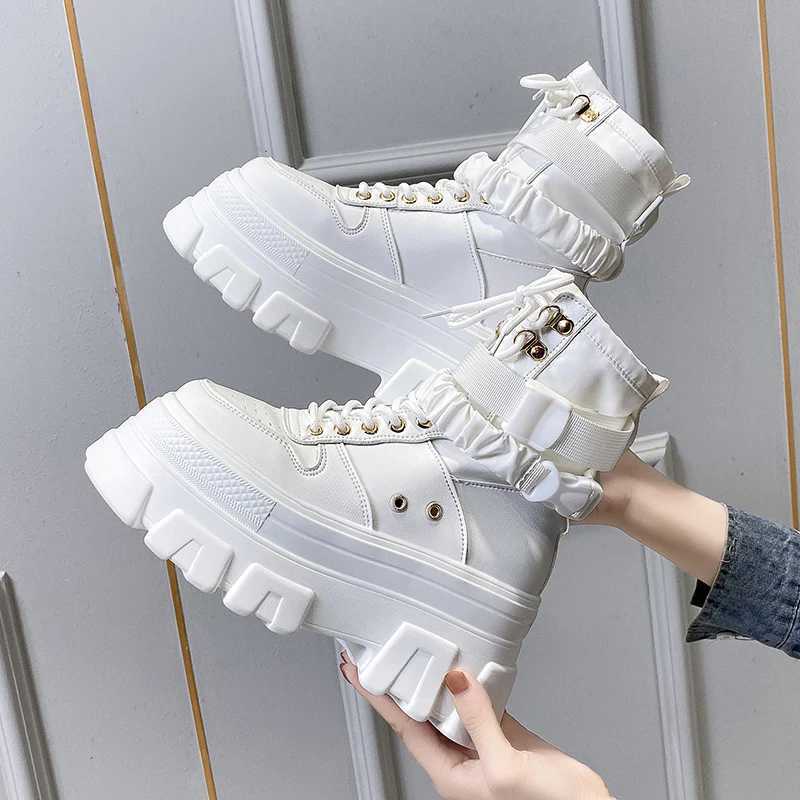 Rimocy Green Punk Chunky Platform Motorcycle Boots Women Autumn Winter Gothic Shoes Woman Thick Bottom Lace Up Ankle Botas MujerCL240801