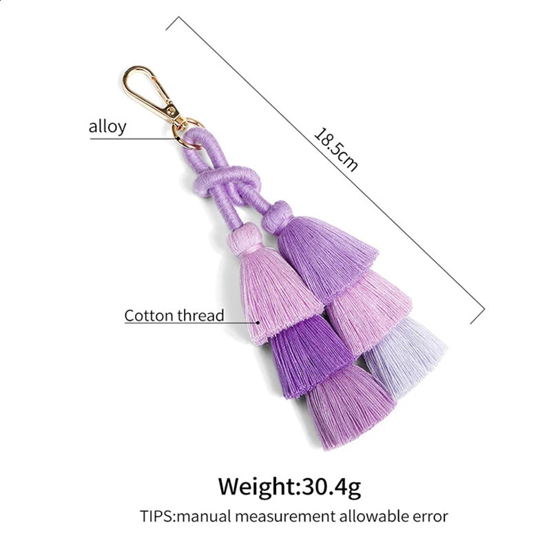 Handmade Braided Winding Tassel Keychain for Women Bag Pendant Car Hangings Colorful Spliced Keyring Christmas Gift Wholesale 240731