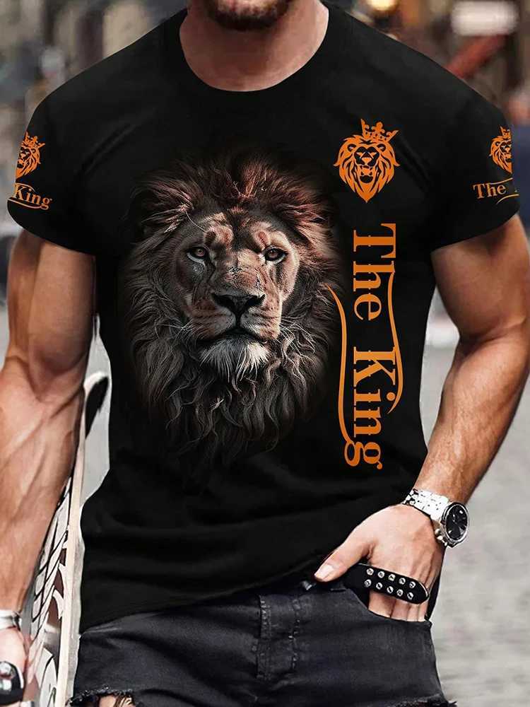 Lion Print Mens T-shirt Summer Street Fashion Mens T-shirt Daily Casual Mens Short Sleeve Top Outdoor Sports Comfort T-shirt M250108