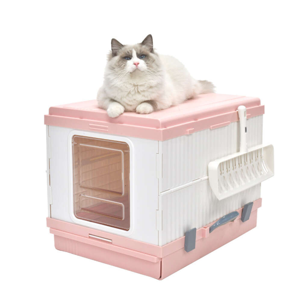 Mischievous, foldable dropper basin, fully enclosed, splash proof, large toilet, light style, litter box, cat supplies