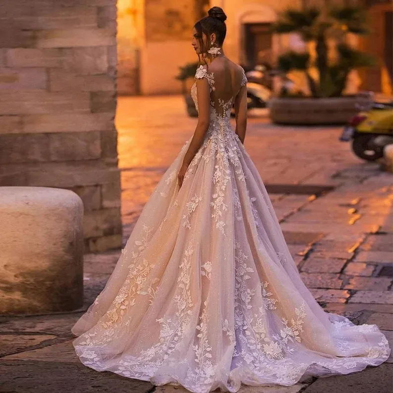 Plus Size Boho Wedding Dresses Sleeveless Sheer Neck Appliques Chiffon Side Split Bridal Dresses Sexy Beach Bohemian Wedding Gowns