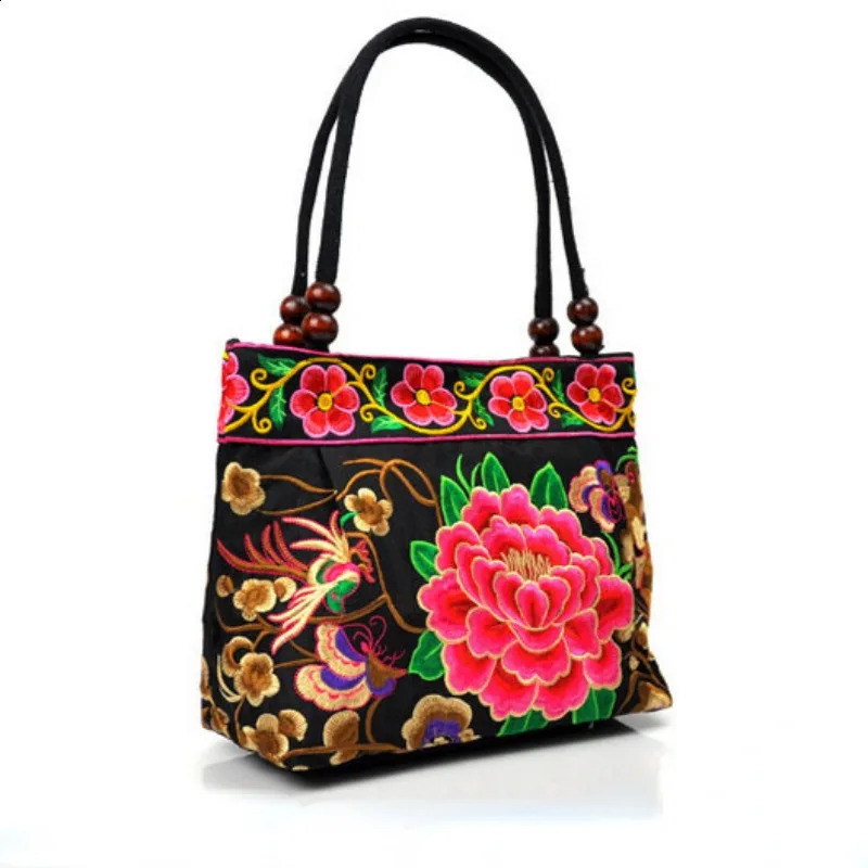 Original Ethnic Style Canvas Embroidered Womens Bag Handheld Small Embroidery Handbags for Women 240801