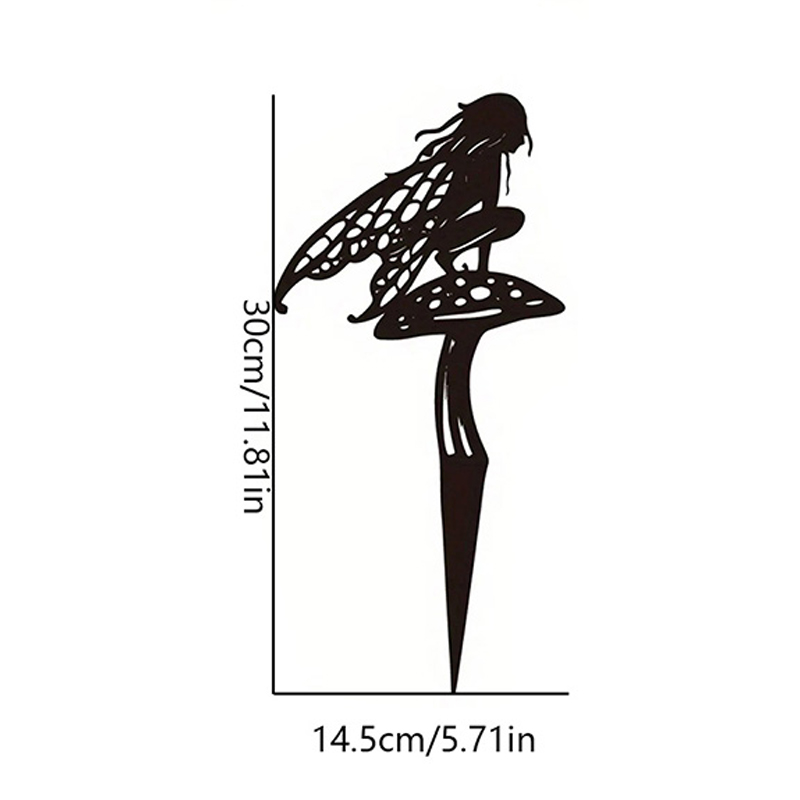 Fairy Garden Elf Metal Squat Mushroom Fairy Silhouette Patio Sign For Garden Decor Outdoor Fall Decor Fence Top