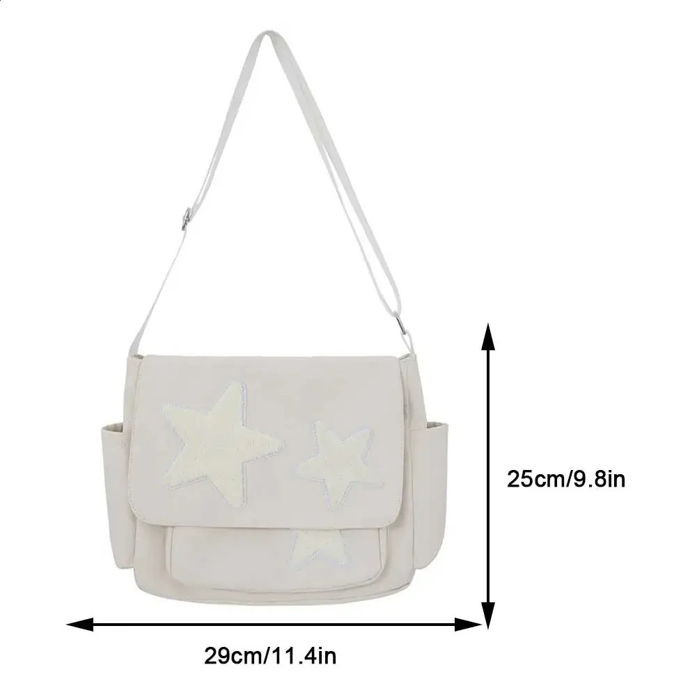 Women Star Pattern Y2k Messenger Girl Travel School Bookbag Handbag Casual Tote Lady Simple Large Capacity Shoulder Bag 240801 3def