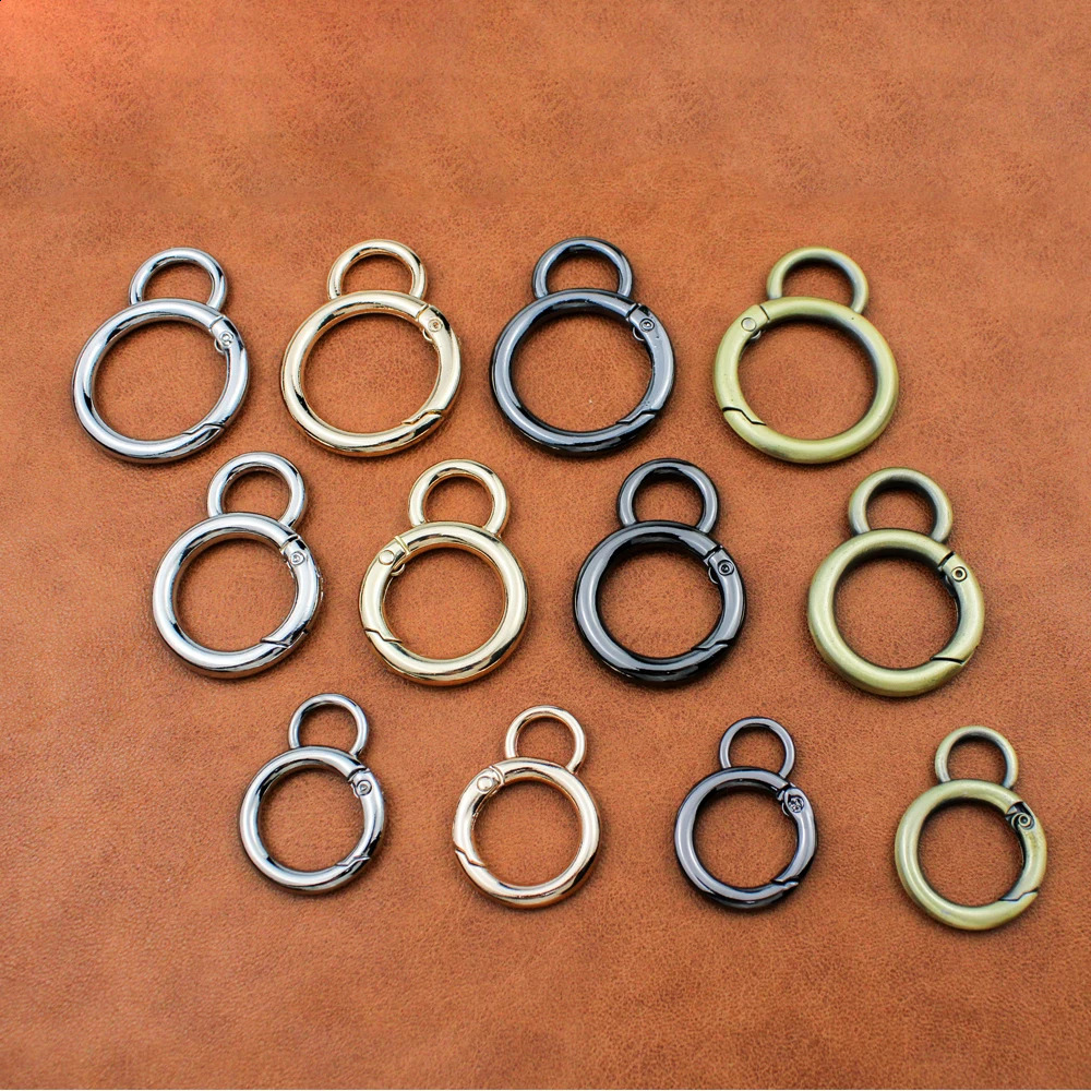 50Pcs Metal Double Circle Snap Hook Spring Gate O Ring Trigger Clasp for Leather Craft Bag Strap Belt Connecting Hardware Access 240731