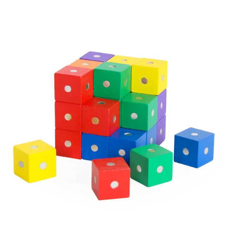 10pcs 2X2CM Magnetic Cubes Colorful Wooden Building Blocks Game Wood Toy Baby Geometric Shape Color Learning Toys For Children Y240731