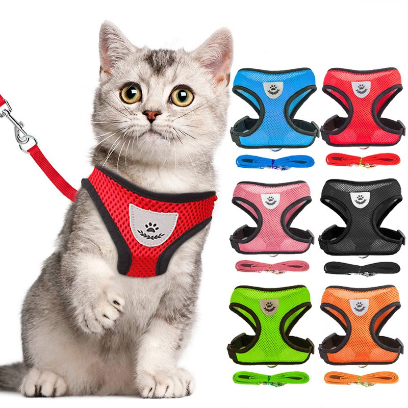 Dog Harness Cat Harness Dogs Leashs Training Soft Mesh Chest Strap Supplies Adjustable Outdoor Walking Cat Lead For Dog And Cats