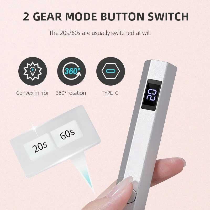 Handheld Nail Lamp Rechargeable Mini Nail Dryer With LED Screen UV LED Nail Lamp Flashlight Pen USB Professional Nail Equipment Y240801