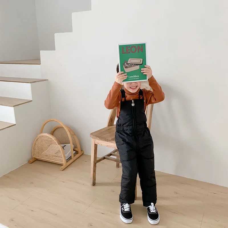 Winter Children Warm Overalls Autumn Girls Boys Thick Pants Baby Girl Jumpsuit For 1-5 Years High Quality Kids Ski Down Overalls Y240801