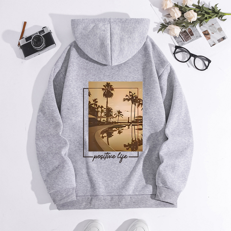 New urban style fashion printed hoodie for autumn winter, hooded back with collar and plush top F8.1#25