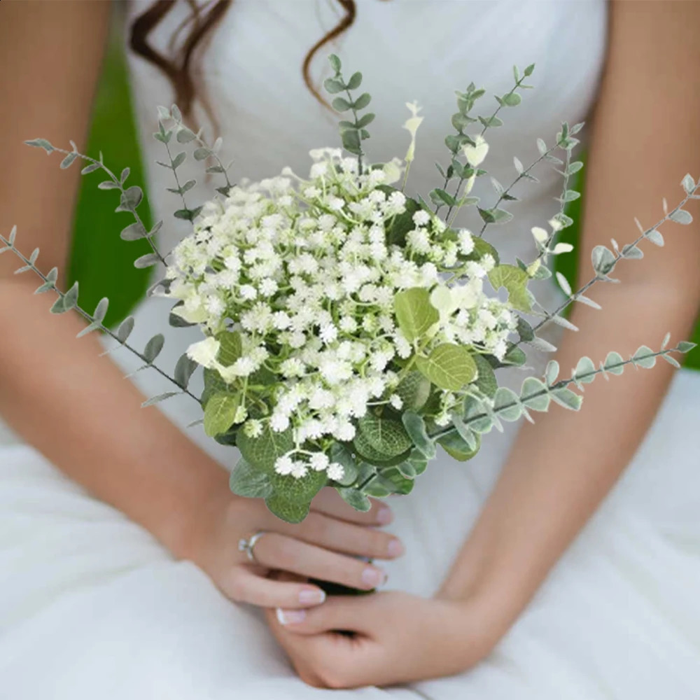1530Pcs Babys Breath Artificial Flowers Gypsophila Eucalyptus Leaves Fake Flower for Wedding Bridal Bouquet Home Room Decor 240731