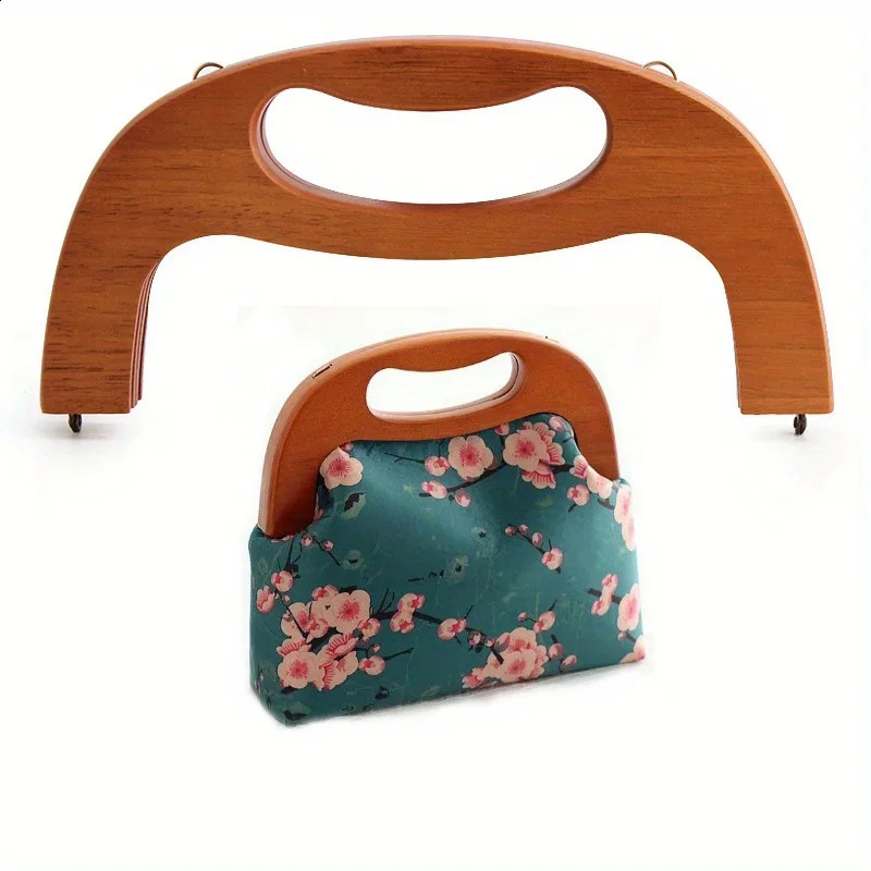 1PC U-shaped handbag frame accessories shoulder bag wooden handle frame DIY handmade crochet bag beach rattan woven bag making 240731
