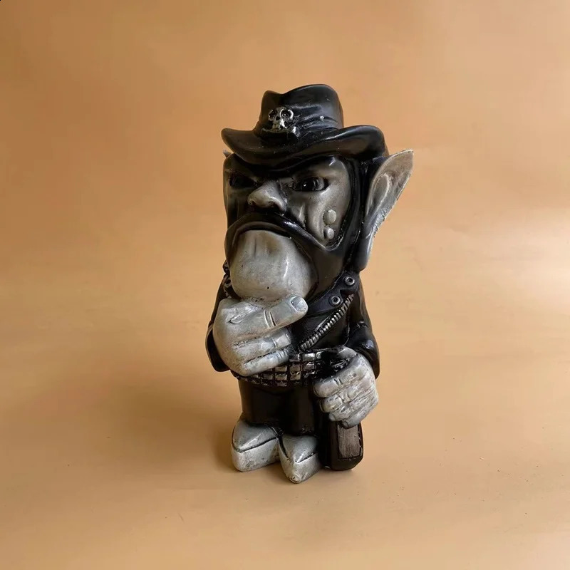 Lemmy Rock Icon Statue Lemprechaun Resin Craft Sculpture Cowboy Finger Dwarf Garden Ornaments Home Yard Lawn Gnomes Decoration 240718