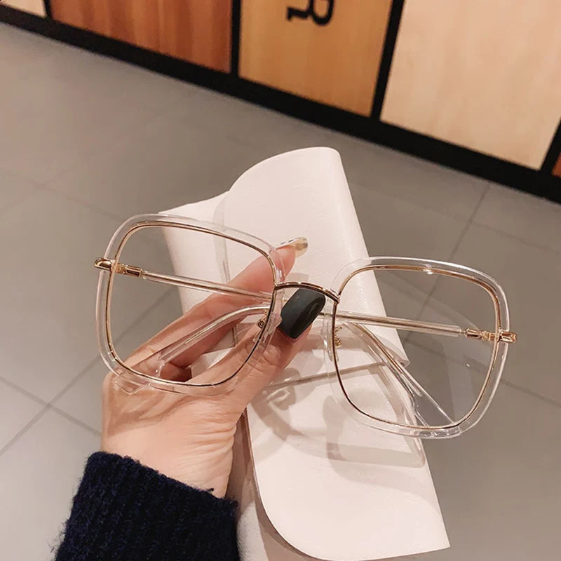 Elegant Clear Green Leopard Blue Filter Eyeglasses Frame Women Overszied Square Reading Glasses Presbyopic Events Plus 1 2 6 240722