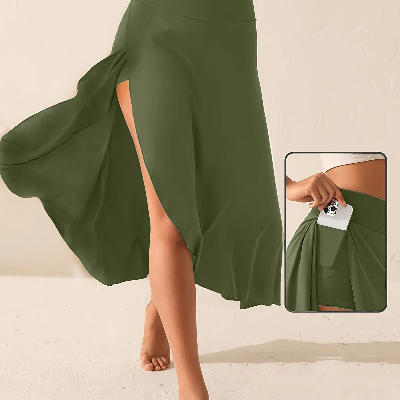 Solid color elegant womens skiing 2024 summer fashion womens irregular split long leather womens street wear pleated dress 240729