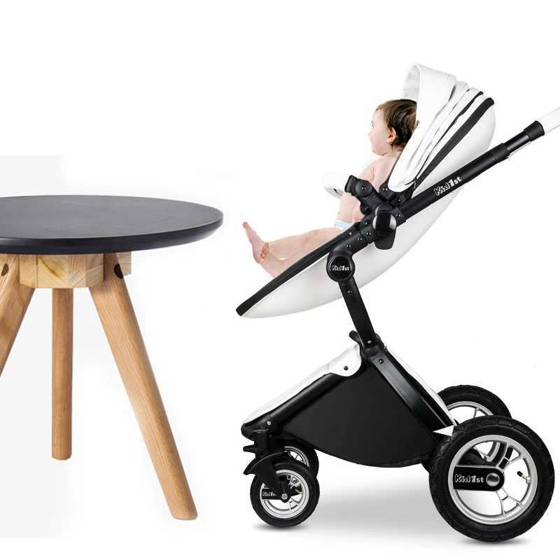 Baby stroller 2 in 1 Luxury PU leather Newborn CarriageHigh Qu Landscape two way trolley car baby Pushchair shell stroller Z250319