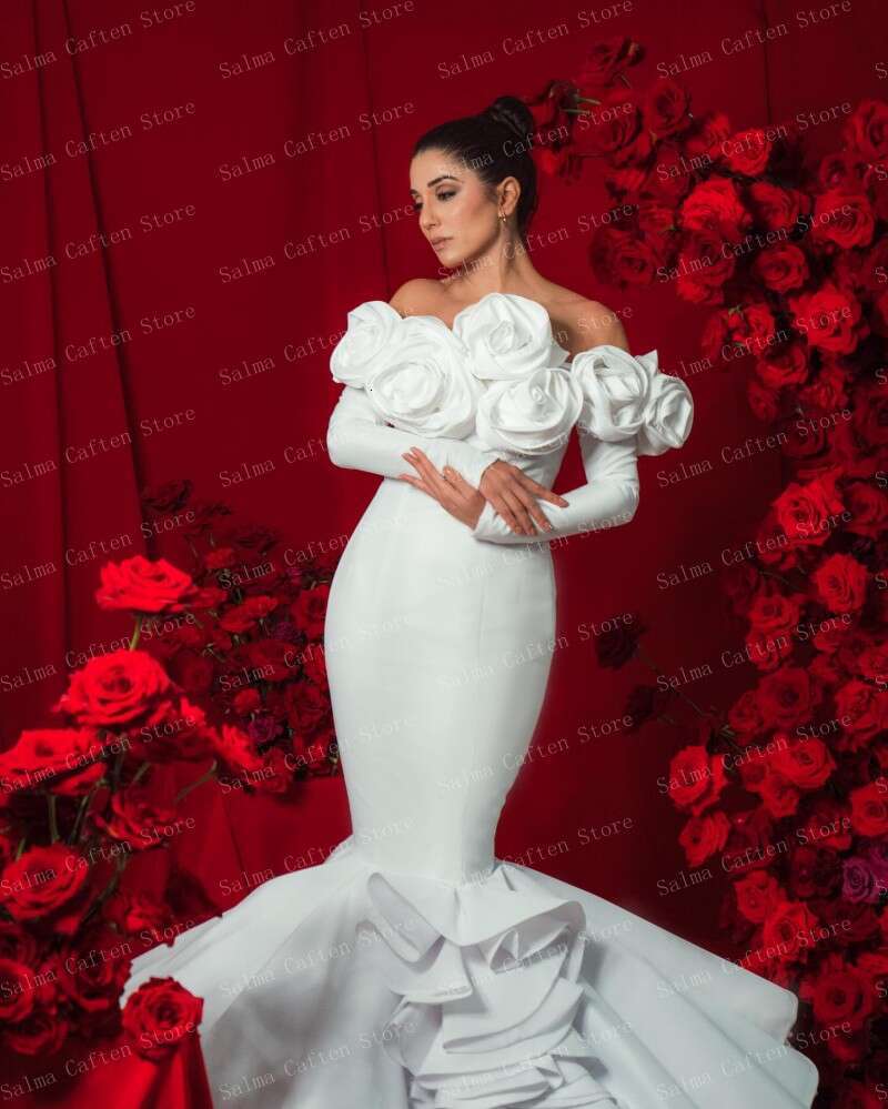 Elegant Matte Satin Mermaid Dress Off Shoulder Ral Woman Clothes D Wers Evening Dresses Ever Pretty Gown Lz0304