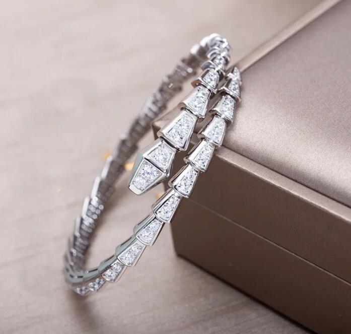 Designer man Bracelets Luxury Silver Torque Bangle Bamboo Bone Bracelets Women Adjustable Serpentine Full Diamonds Bracelet 3 Colours Casual Party Gift Jewelry