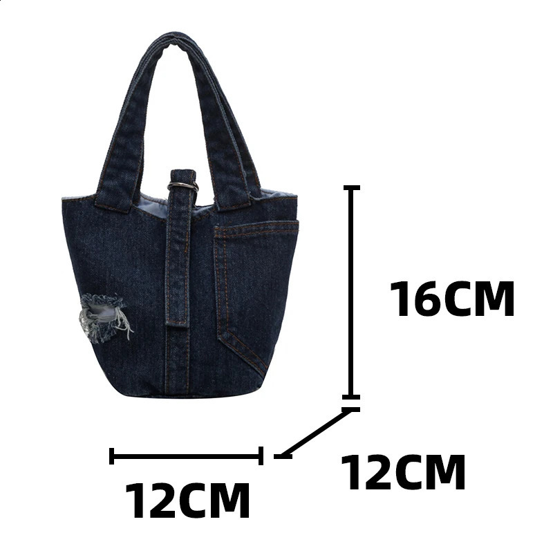Womens Blue Denim Shoulder Bag Vintage small Ladies Shopper Jeans Original Handbag Niche Embroidered Female Crossbody Bags 240801