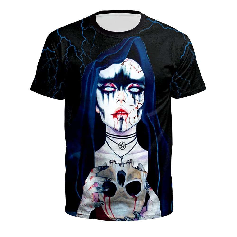 T shirt Mens Halloween T-Shirts 3D Print Short Sleeve T-Shirt Casual Neck Novelty Street Fashion Shirts tshirt graphic tee summer clothes Short sleeve
