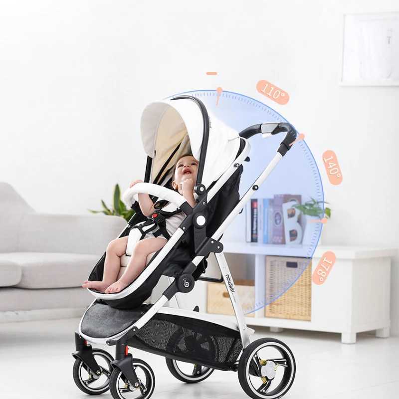 3-in-1 baby stroller white PU leather stroller baby stroller with car seat high landscape luxury newborn baby stroller foldable Z250319