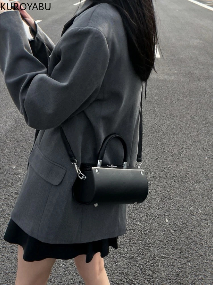 wallet and handbag highquality leather womens bag Y2k shoulder fashionable black casual messenger retro top 240817