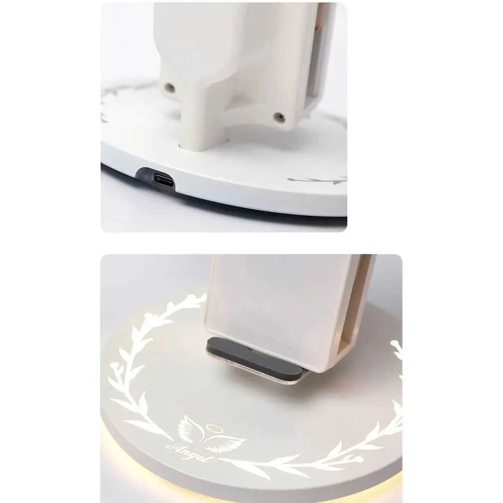 Angel Wings QI Phone Fast Charge 10W Wireless Charger Creative Movable Wing Shape with Breathing Light and Music Function Gift H251229