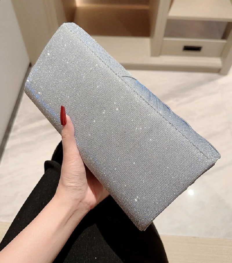 Ladies Dinner Handbag Wedding Party Shining Evening Bag Wallet Womens Dress Silver Crossbody Bags Female Travel Clutch 250314