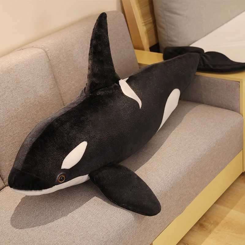 50cm-130cm Lifelike Orcinus Orca Black Whale Plush Toys Big Fish Cloth Doll Shark Stuffed Sea Animals Children Birthday Gift Y240801