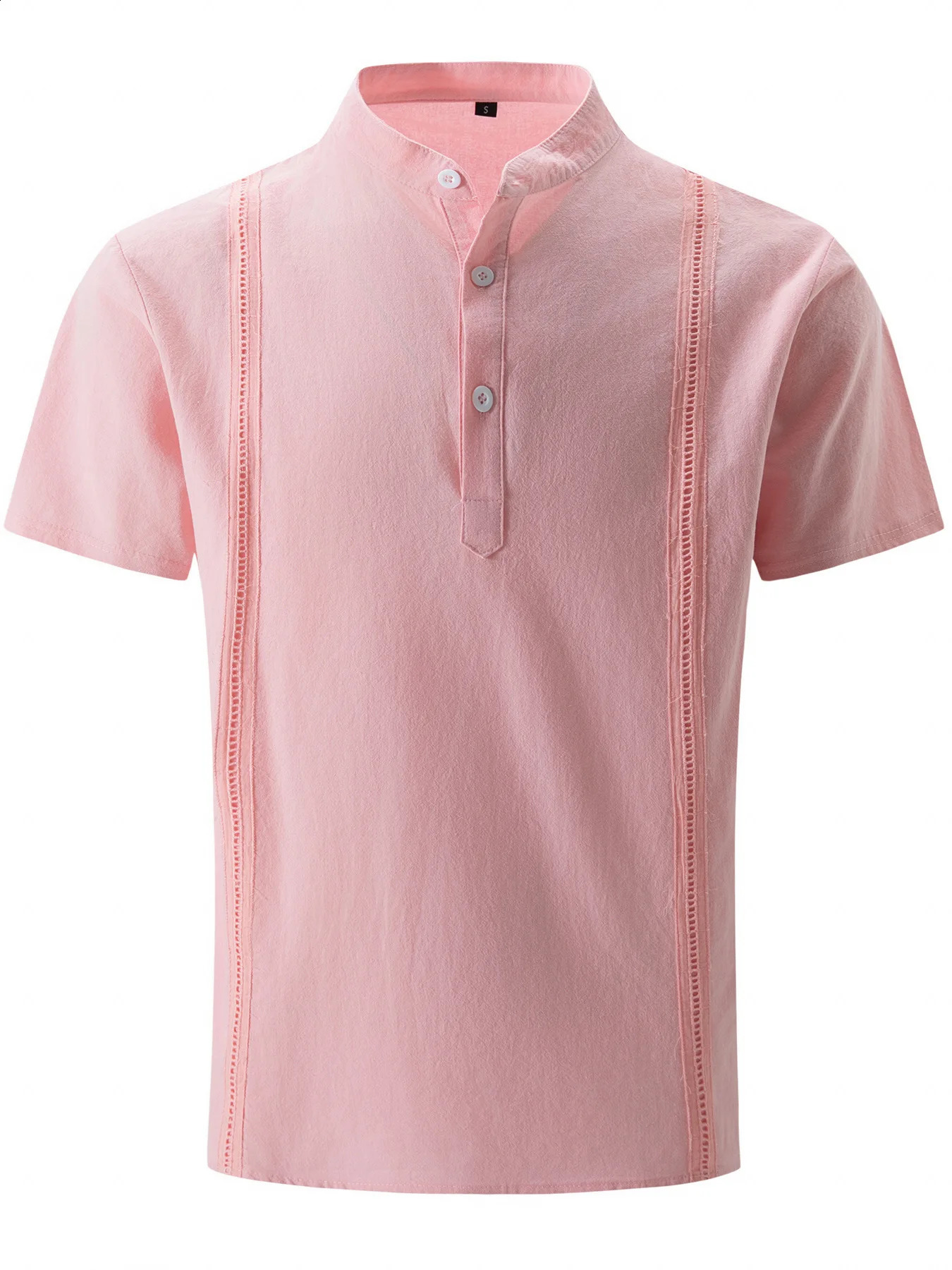 2024 mens polo shirt short sleeved Henry collar solid Cuban Guayabela cotton linen 240731
