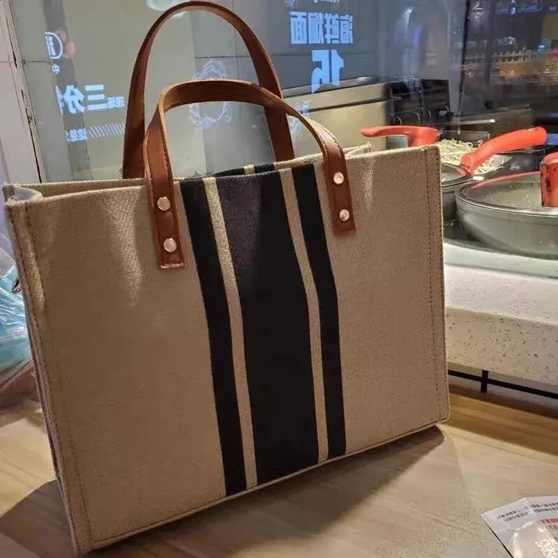 Casual Canvas Stripe Pattern Large Capacity Multifunction Travel Bag Student School Bags Women Daily 240731